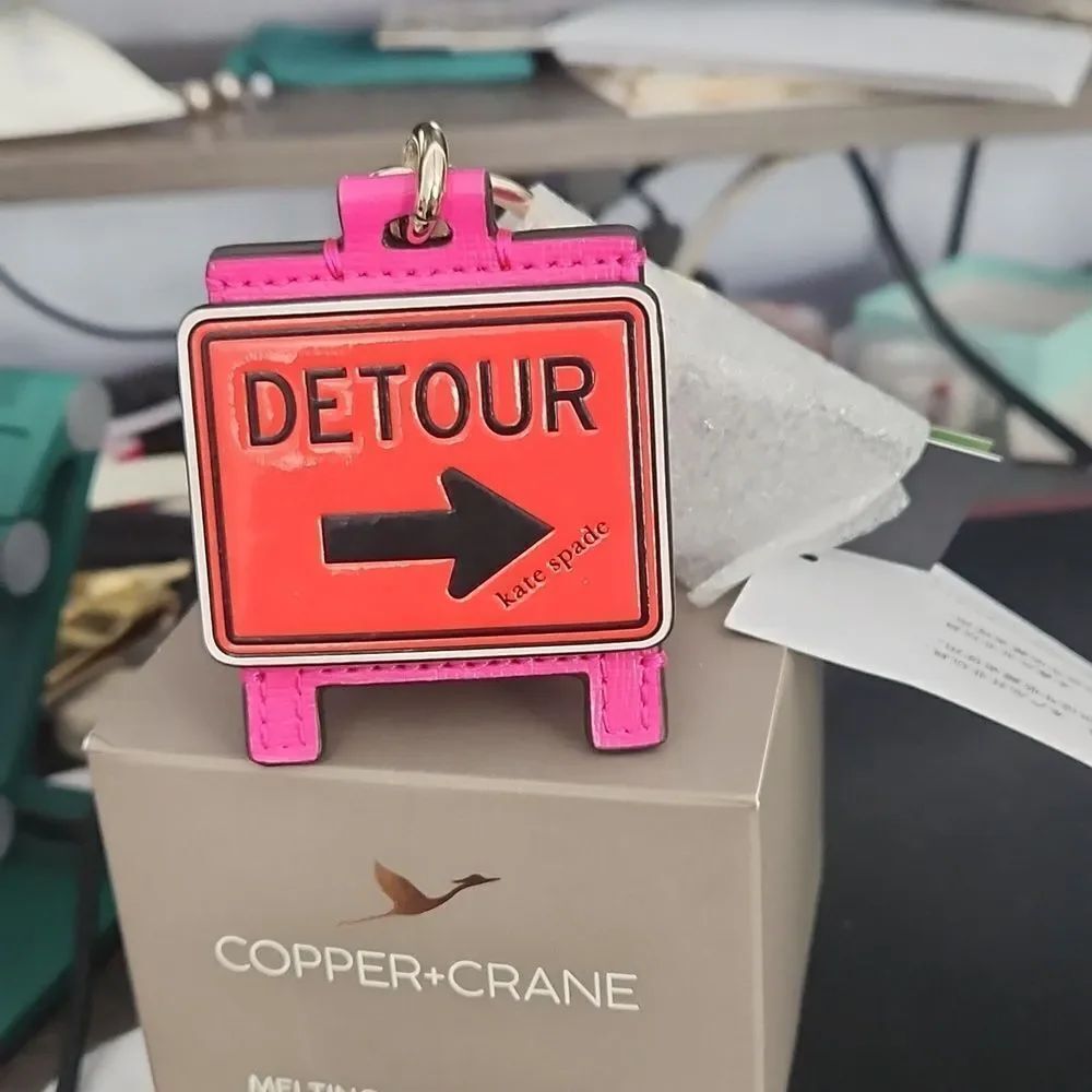 kate spade Orange and Black Detour Sign Key/Fob Holder
